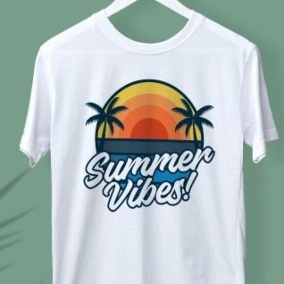 Tops - Summer T-Shirt, Summer Vibes Graphics Tee